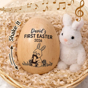 First Easter With Alphabet - Personalized Wooden Easter Egg Shaker