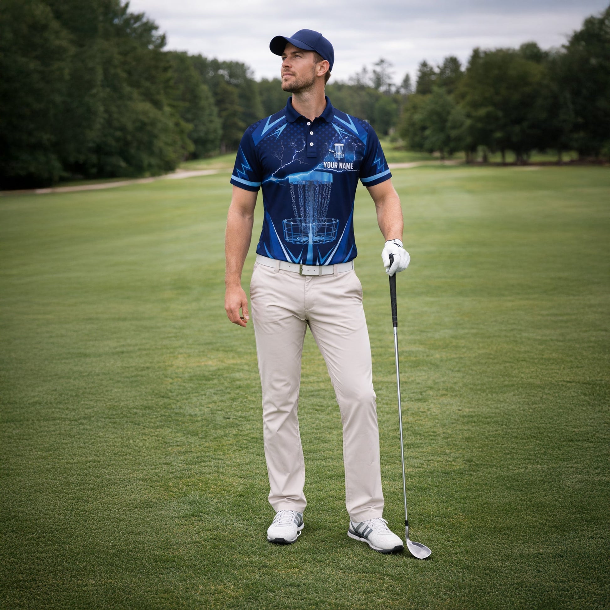 Disc Golf Polo Shirt Personalized Name Performance Blue Lightning Disc Golf Basket Shirt Unisex GIA26031903_6.jpg