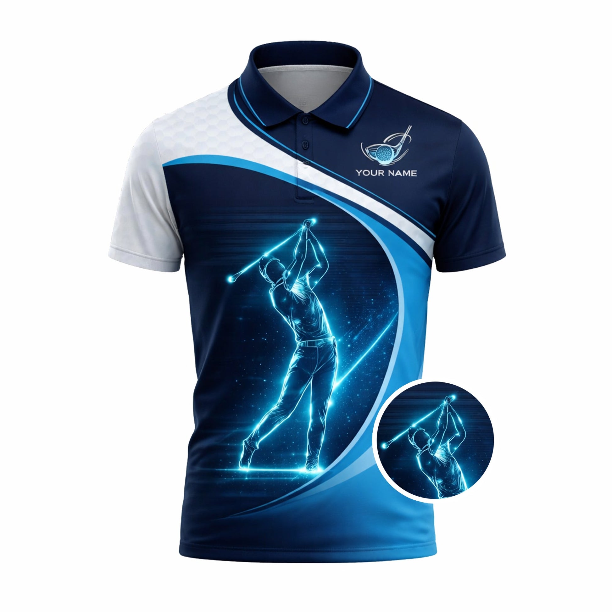 Custom Golf Polo Shirt Blue Neon Golfer Personalized Name Performance Golf Shirt Men Women Modern Sport Polo GIA26031904_2.jpg