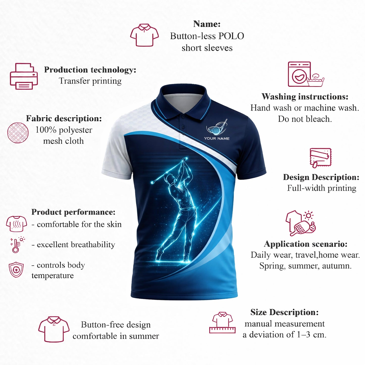 Custom Golf Polo Shirt Blue Neon Golfer Personalized Name Performance Golf Shirt Men Women Modern Sport Polo GIA26031904_4.jpg