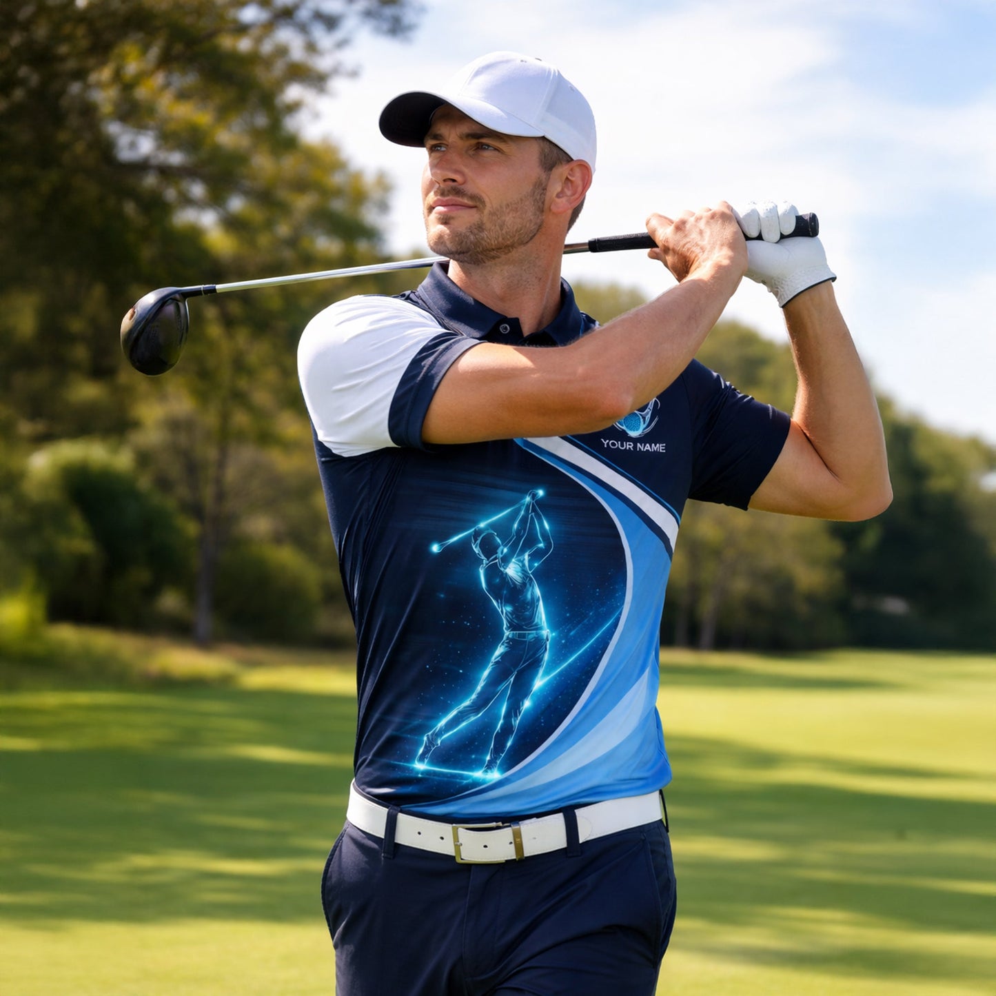 Custom Golf Polo Shirt Blue Neon Golfer Personalized Name Performance Golf Shirt Men Women Modern Sport Polo GIA26031904_5.jpg
