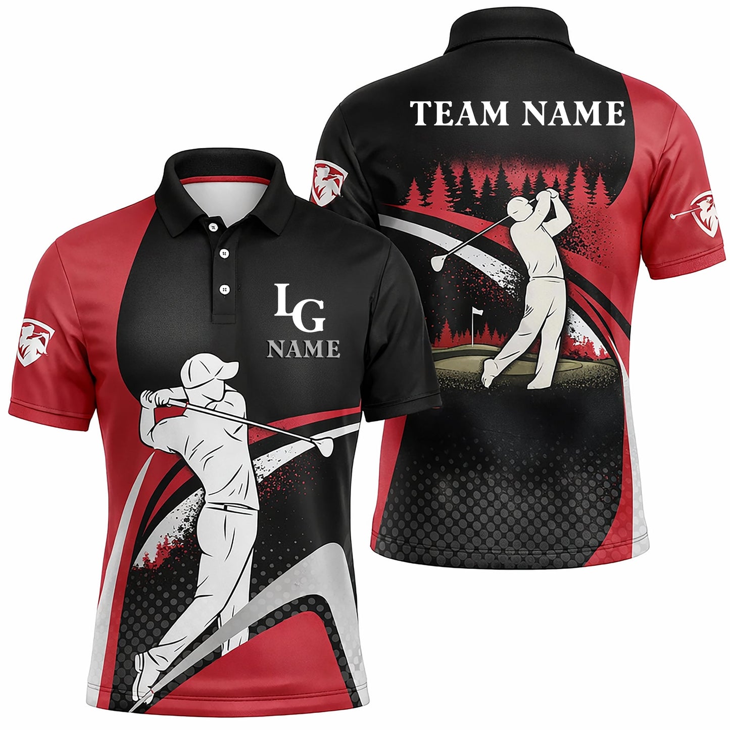 Golf Polo Shirt Custom Name Team Name Black Red Golfer Performance Polo Shirt GIA26031905_1.jpg