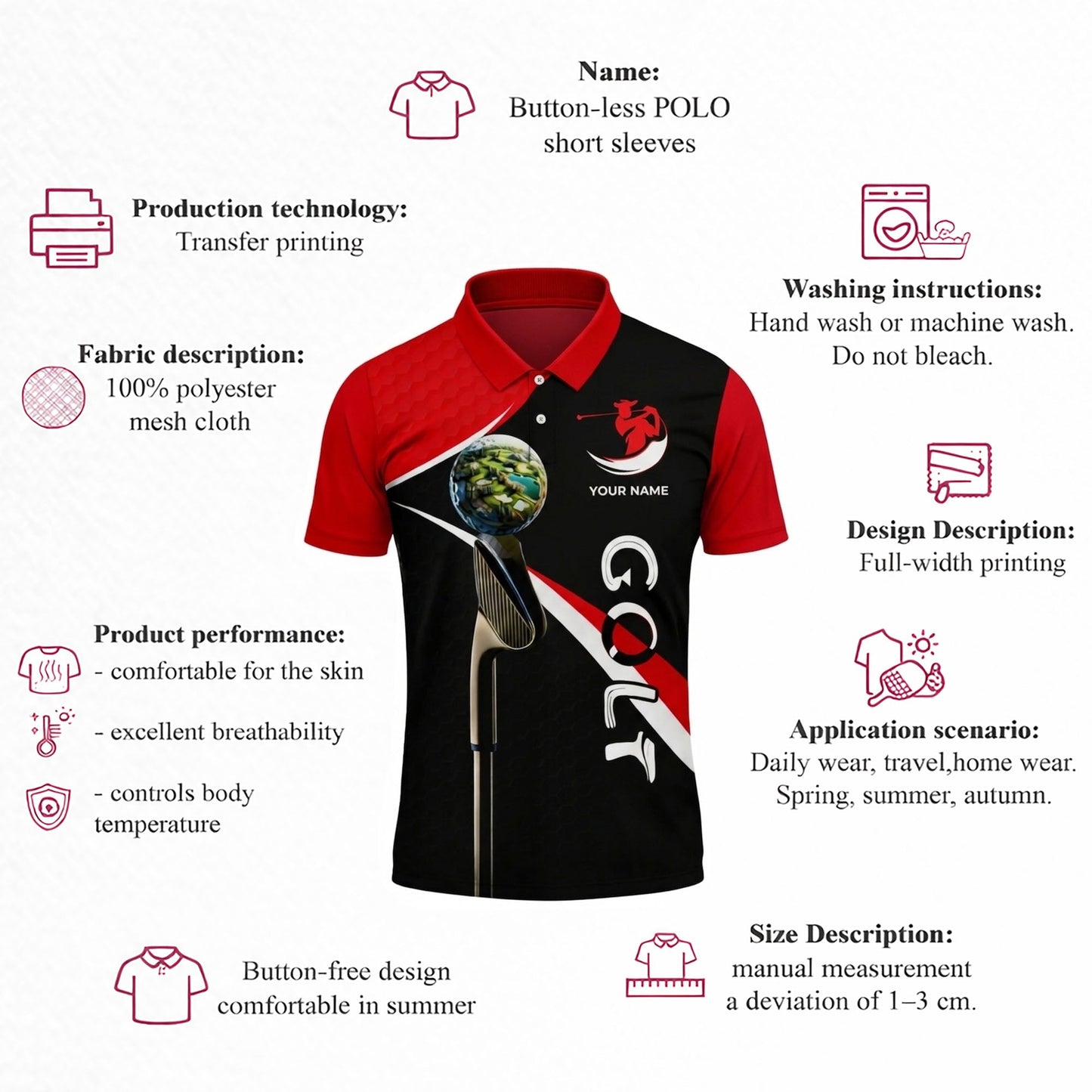 Custom Golf Polo Shirt Personalized Name Performance Golf Shirt Breathable Athletic Polo Black Red GIA26032103_4.jpg