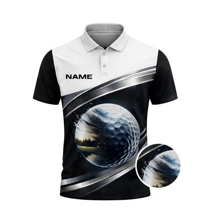 Custom Golf Polo Shirt 3D Golf Ball Black White Performance Polo Personalized Name Shirt GIA26032301_2.jpg
