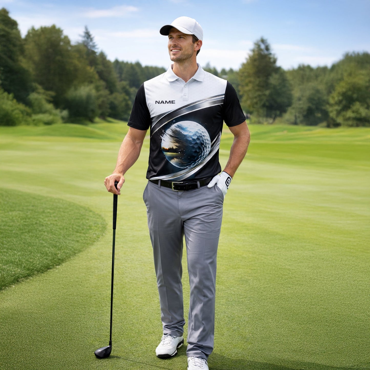 Custom Golf Polo Shirt 3D Golf Ball Black White Performance Polo Personalized Name Shirt GIA26032301_6.jpg