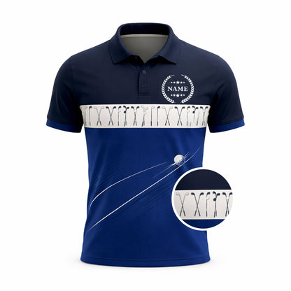 Golf Polo Shirt Personalized Name Classic Golf Clubs Pattern Performance Polo Blue White Unisex GIA26032302_2.jpg