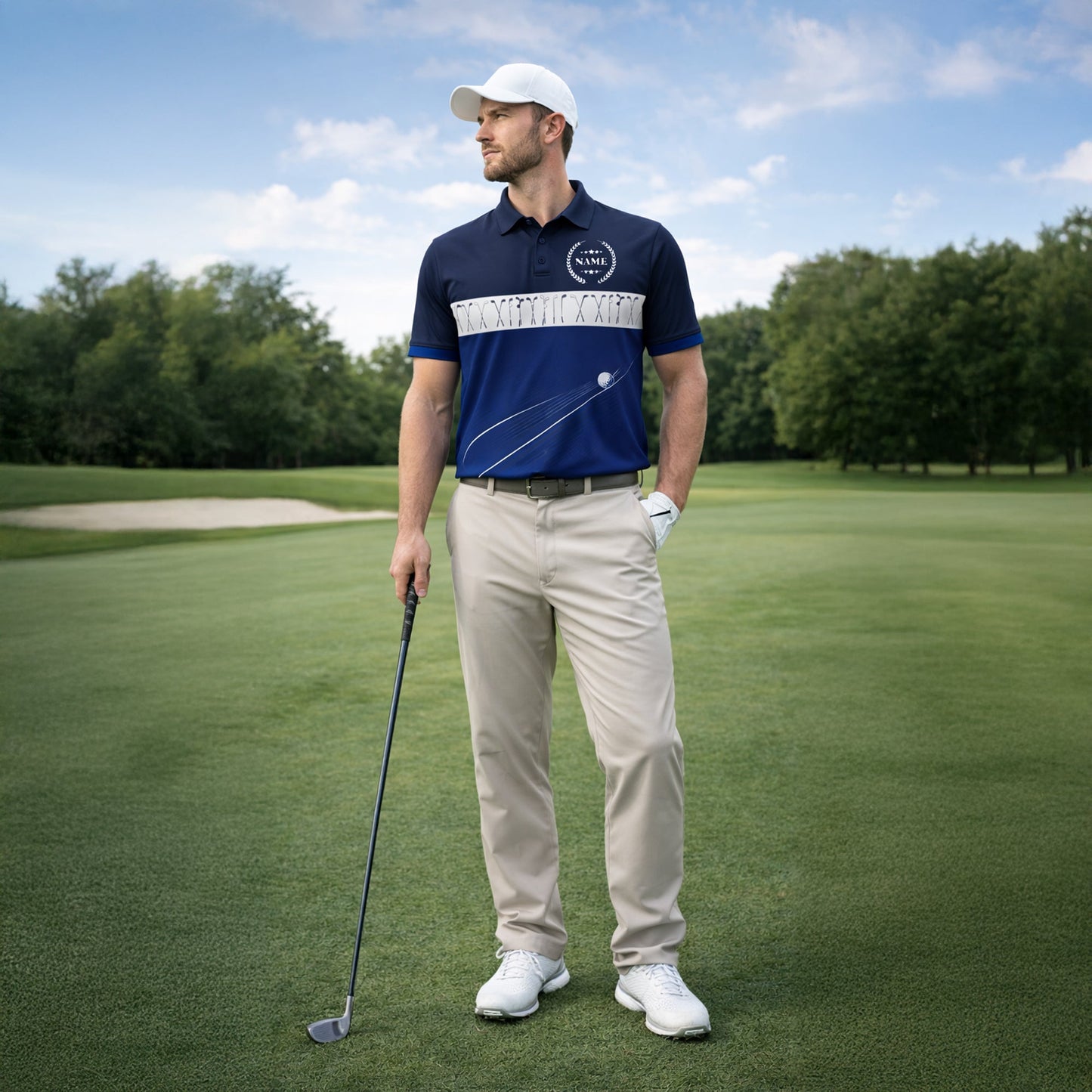 Golf Polo Shirt Personalized Name Classic Golf Clubs Pattern Performance Polo Blue White Unisex GIA26032302_6.jpg
