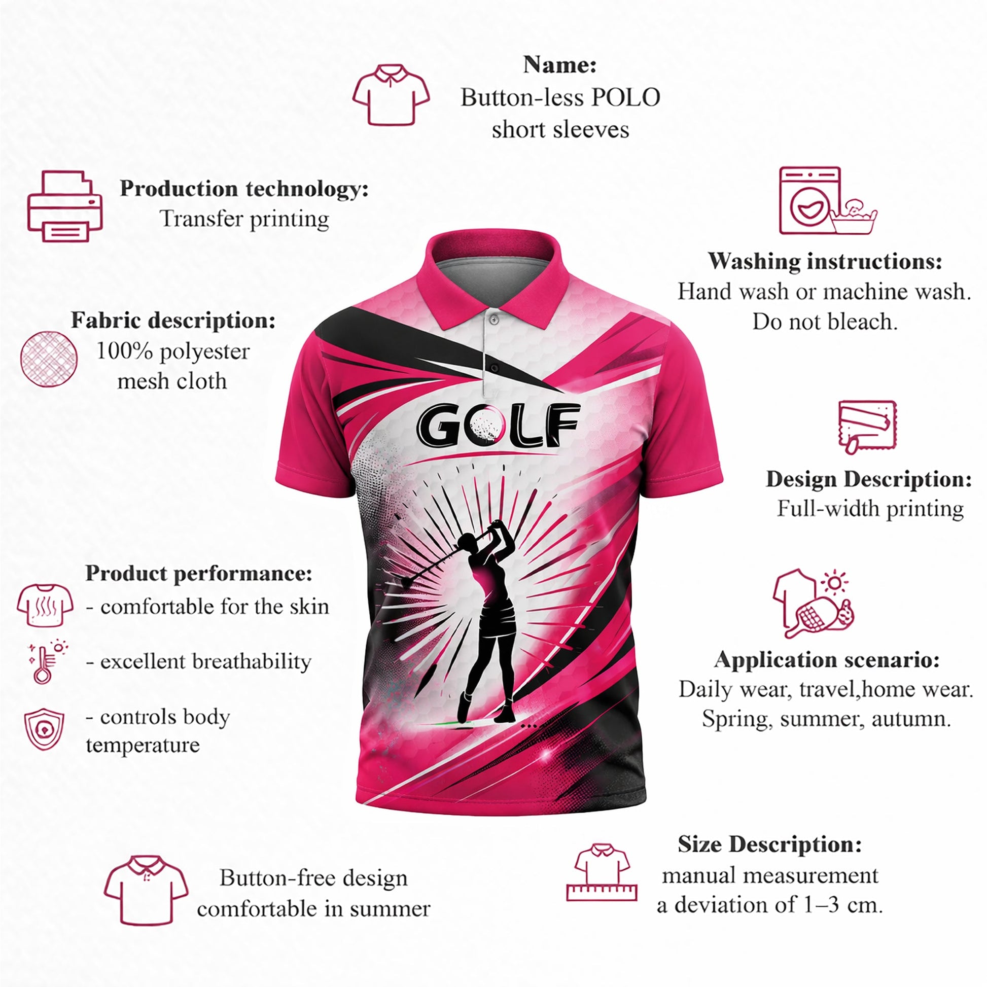 Women Golf Polo Shirt Pink Black Performance Shirt Golf Swing Graphic Athletic Polo GIA26032304_4_2.jpg