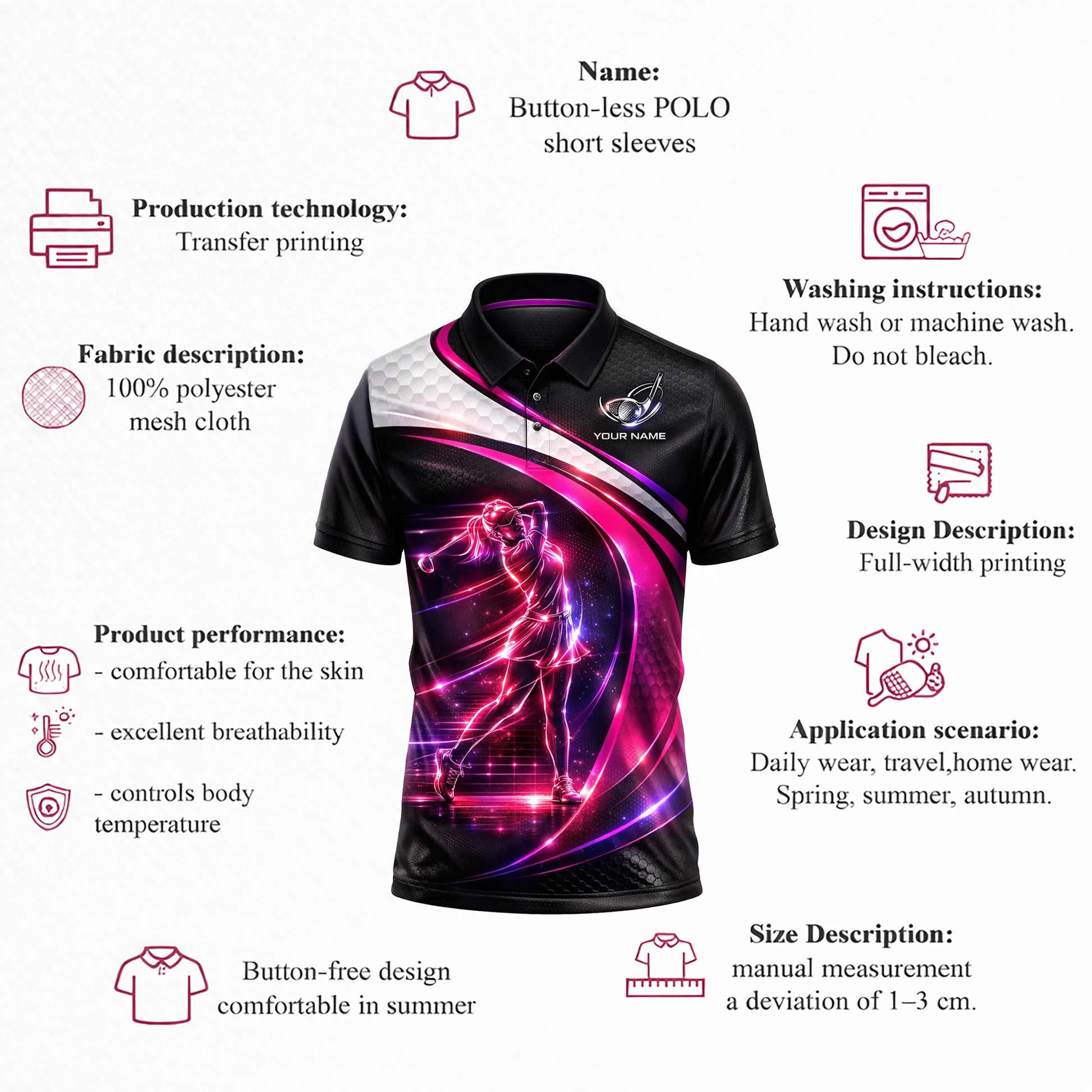 Women Golf Polo Shirt Personalized Name Neon Golf Player Performance Polo Pink Black Gradient GIA26032402_4.jpg