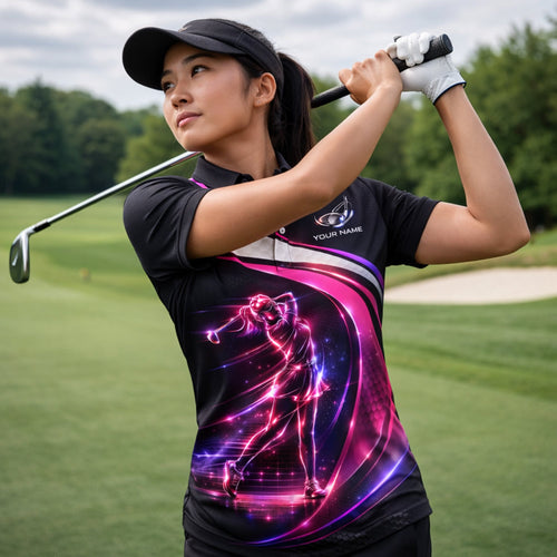 Women Golf Polo Shirt Personalized Name Neon Golf Player Performance Polo Pink Black Gradient GIA26032402_5.jpg