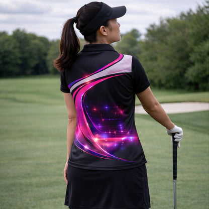 Women Golf Polo Shirt Personalized Name Neon Golf Player Performance Polo Pink Black Gradient GIA26032402_7.jpg
