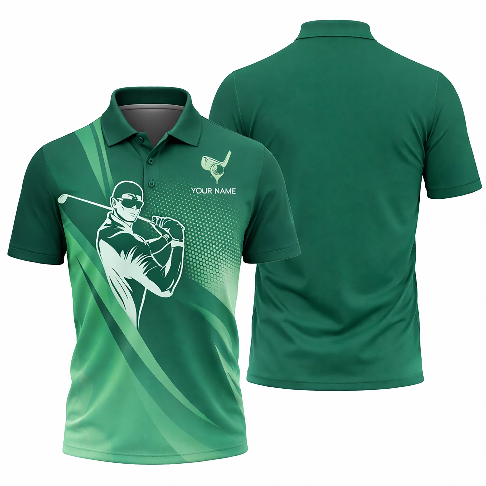 Golf Polo Shirt Personalized Name Green Gradient Golfer Swing Performance Polo Unisex GIA26032502_1.jpg