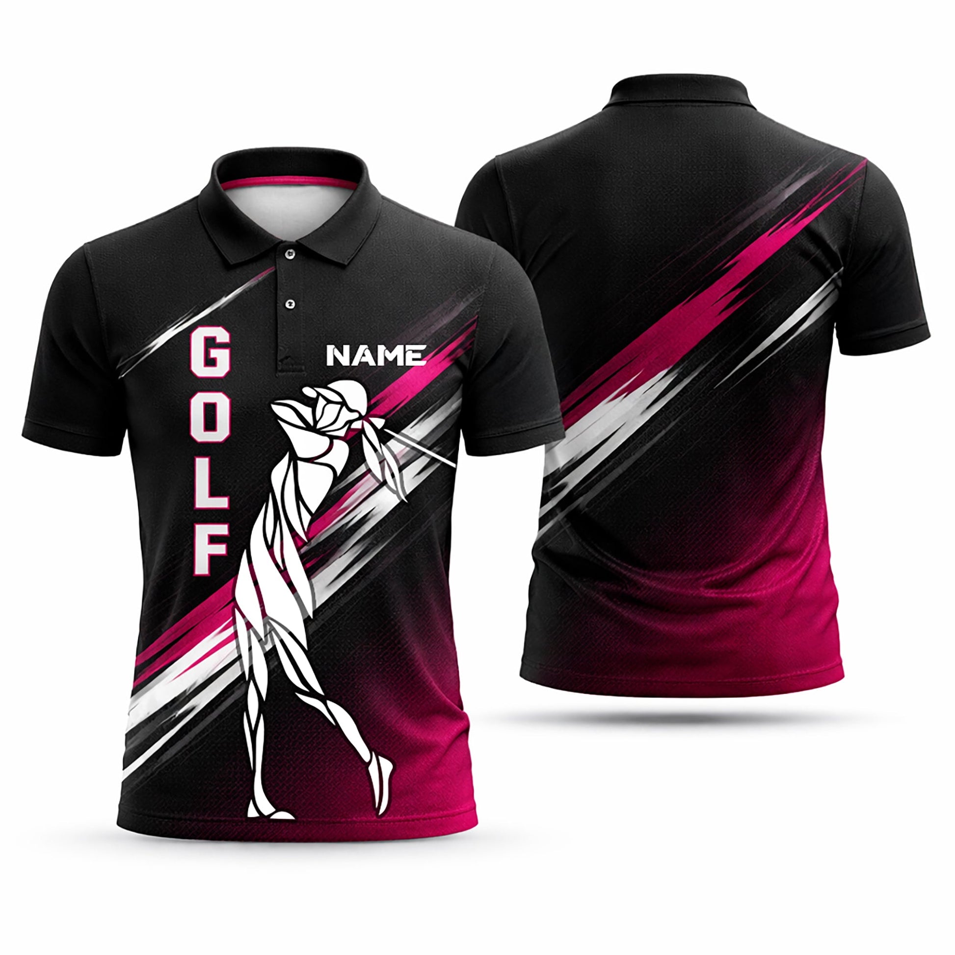 Custom Golf Polo Shirt Personalized Name Golfer Swing Graphic Black Pink Performance Polo Unisex GIA26032503_1.jpg