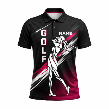 Custom Golf Polo Shirt Personalized Name Golfer Swing Graphic Black Pink Performance Polo Unisex GIA26032503_2.jpg