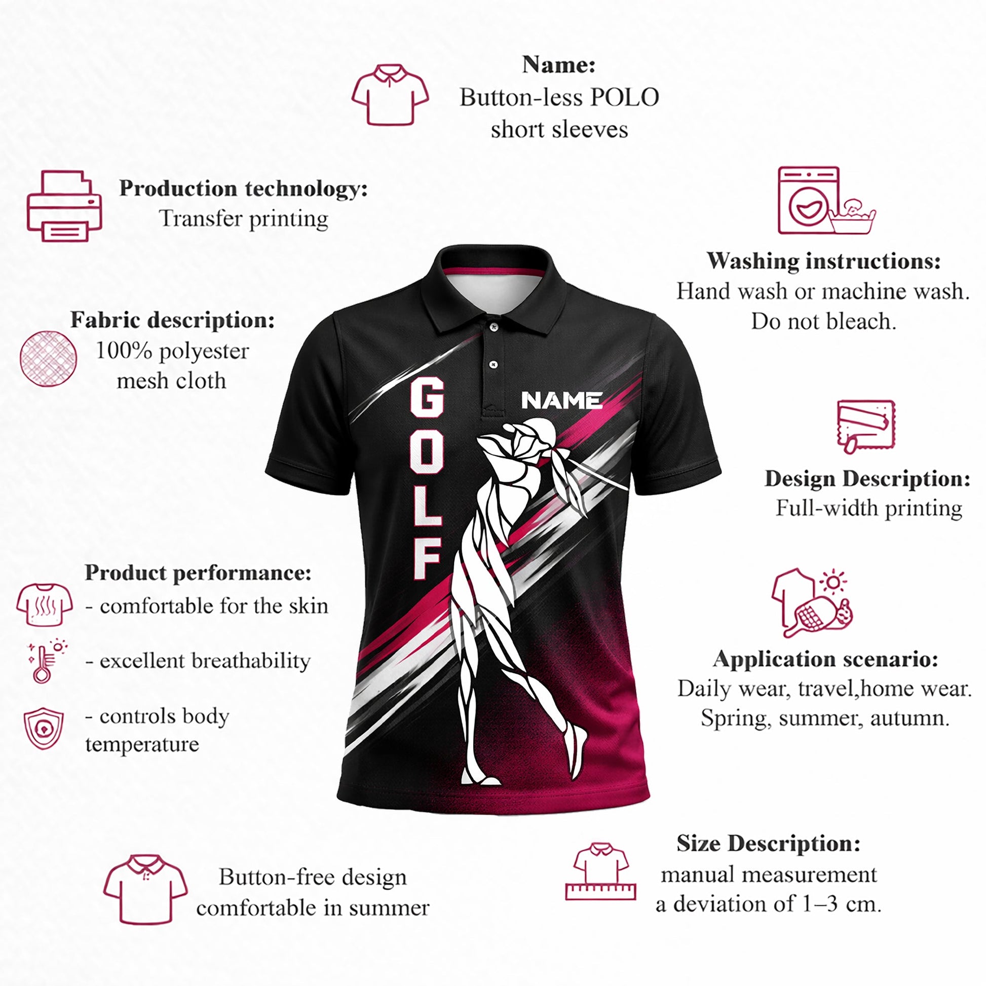 Custom Golf Polo Shirt Personalized Name Golfer Swing Graphic Black Pink Performance Polo Unisex GIA26032503_4.jpg