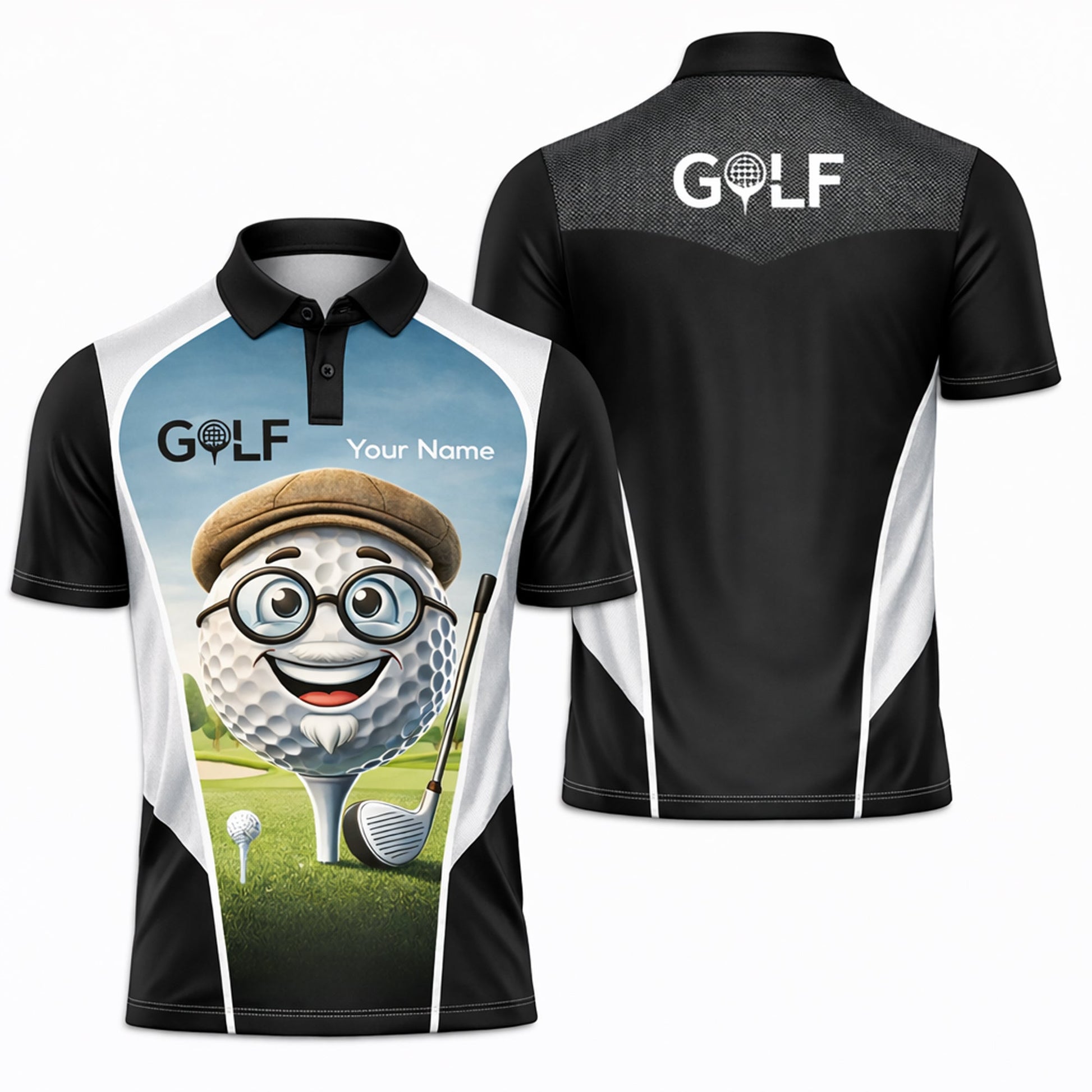 Funny Golf Polo Shirt Cartoon Golf Ball Grandpa Personalized Name Cute Golfer Performance Polo Men Women GIA26032504_1.jpg
