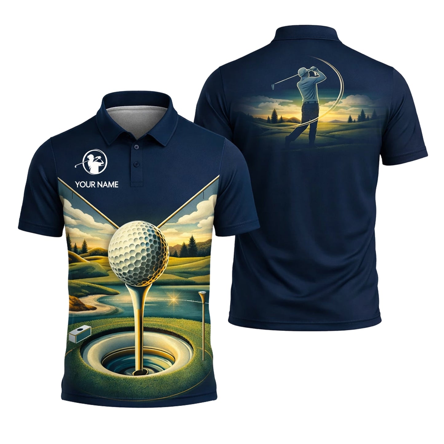 Golf Polo Shirt Personalized Name Scenic Golf Ball Hole Design Performance Shirt Unisex GIA26032601_1.jpg