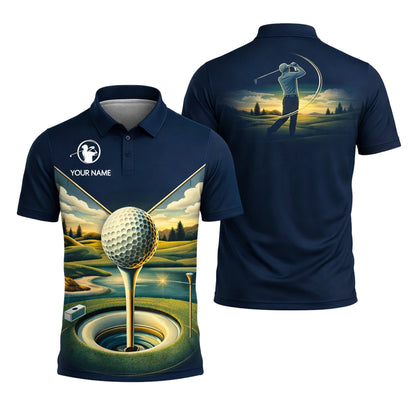 Golf Polo Shirt Personalized Name Scenic Golf Ball Hole Design Performance Shirt Unisex GIA26032601_1.jpg
