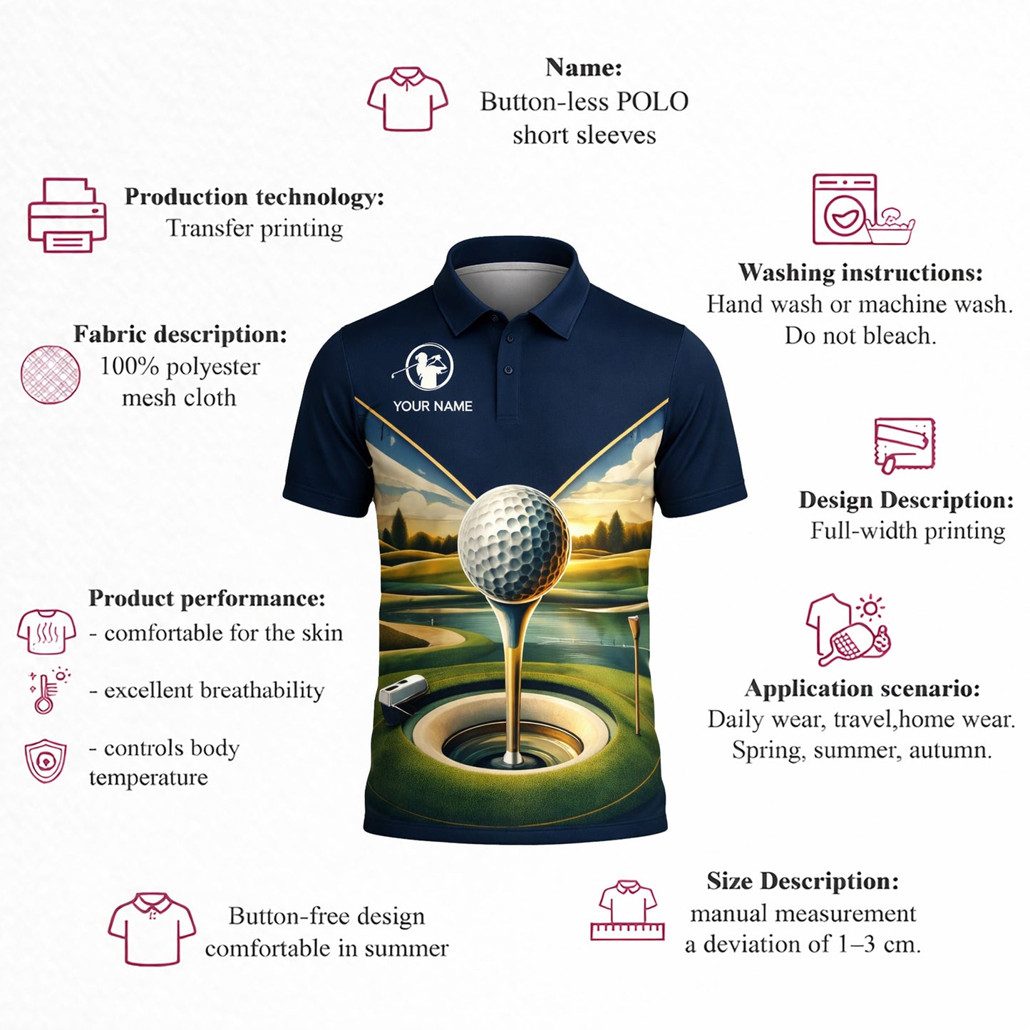 Golf Polo Shirt Personalized Name Scenic Golf Ball Hole Design Performance Shirt Unisex GIA26032601_4.jpg