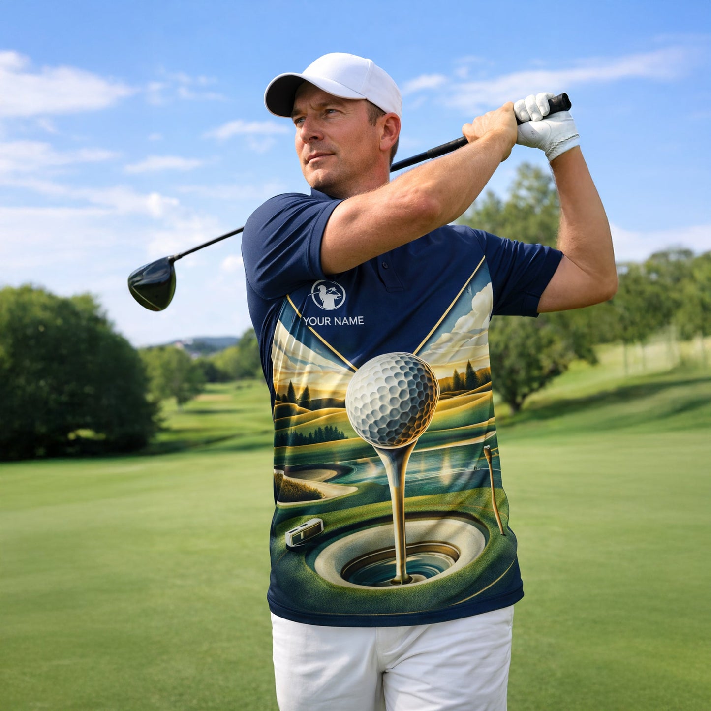Golf Polo Shirt Personalized Name Scenic Golf Ball Hole Design Performance Shirt Unisex GIA26032601_5.jpg