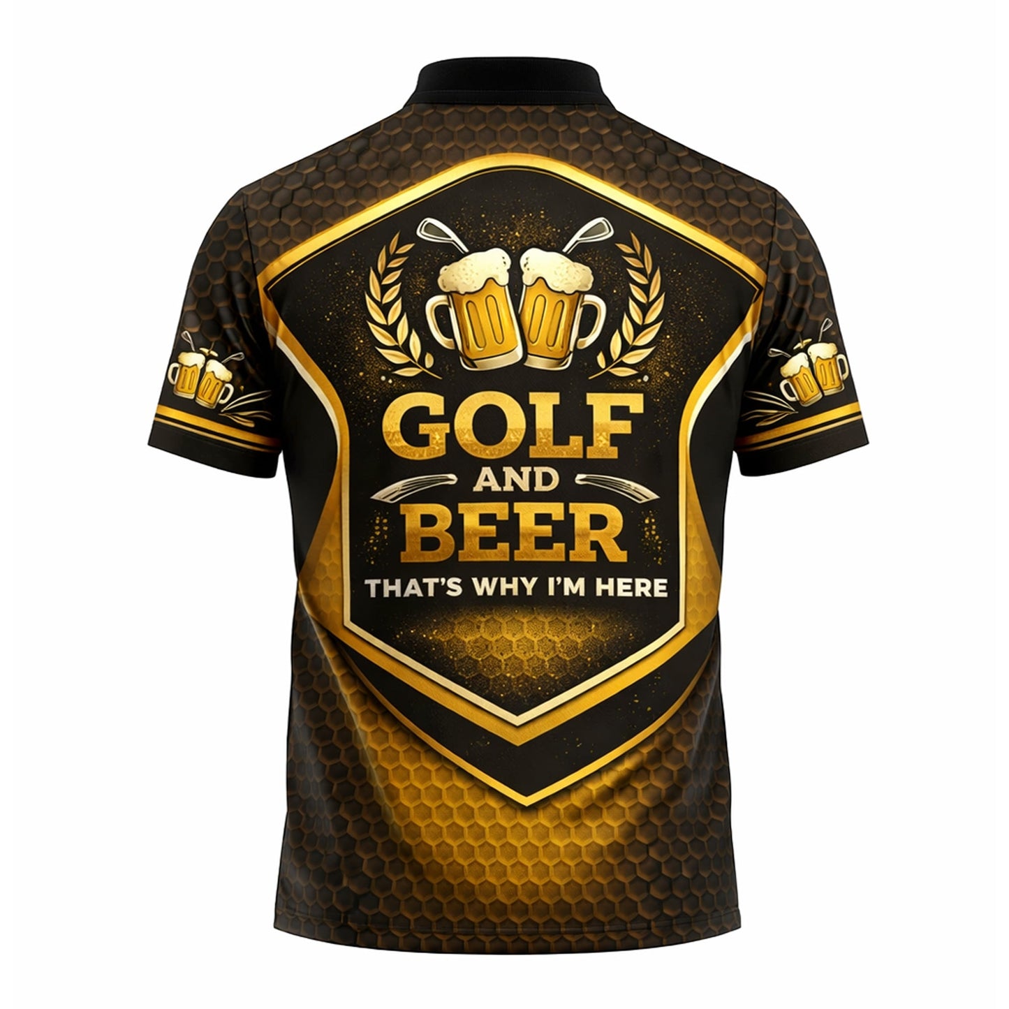 Custom Golf Polo Shirt Funny Golf and Beer Cartoon Performance Polo Personalized Name Unisex Sports Shirt Black Gold GIA26032604_3.jpg