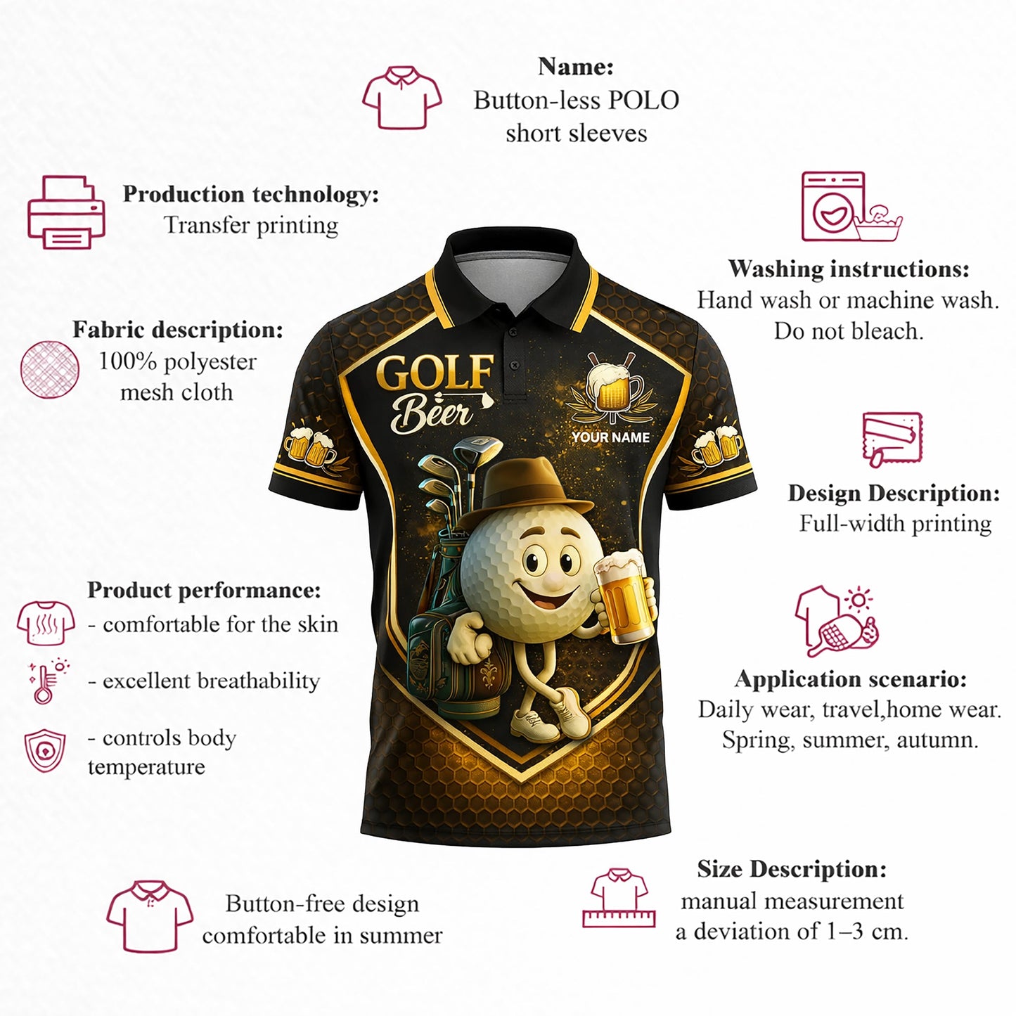 Custom Golf Polo Shirt Funny Golf and Beer Cartoon Performance Polo Personalized Name Unisex Sports Shirt Black Gold GIA26032604_4.jpg