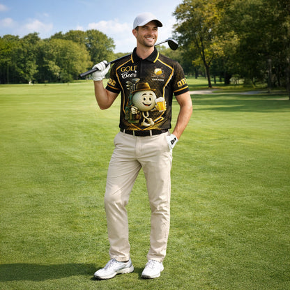 Custom Golf Polo Shirt Funny Golf and Beer Cartoon Performance Polo Personalized Name Unisex Sports Shirt Black Gold GIA26032604_6.jpg