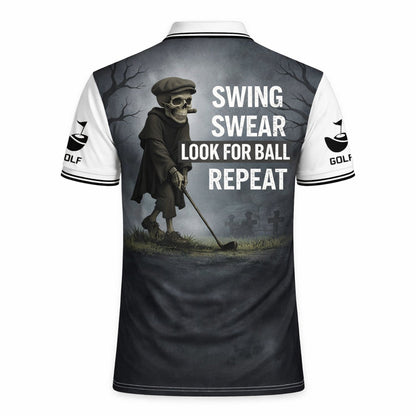 Funny Skull Golf Polo Shirt Custom Name Swing Swear Look For Ball Repeat Performance Shirt GIA26032605_3.jpg