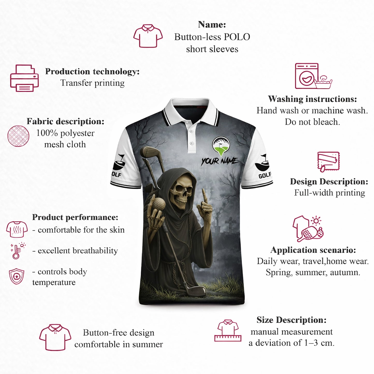 Funny Skull Golf Polo Shirt Custom Name Swing Swear Look For Ball Repeat Performance Shirt GIA26032605_4.jpg