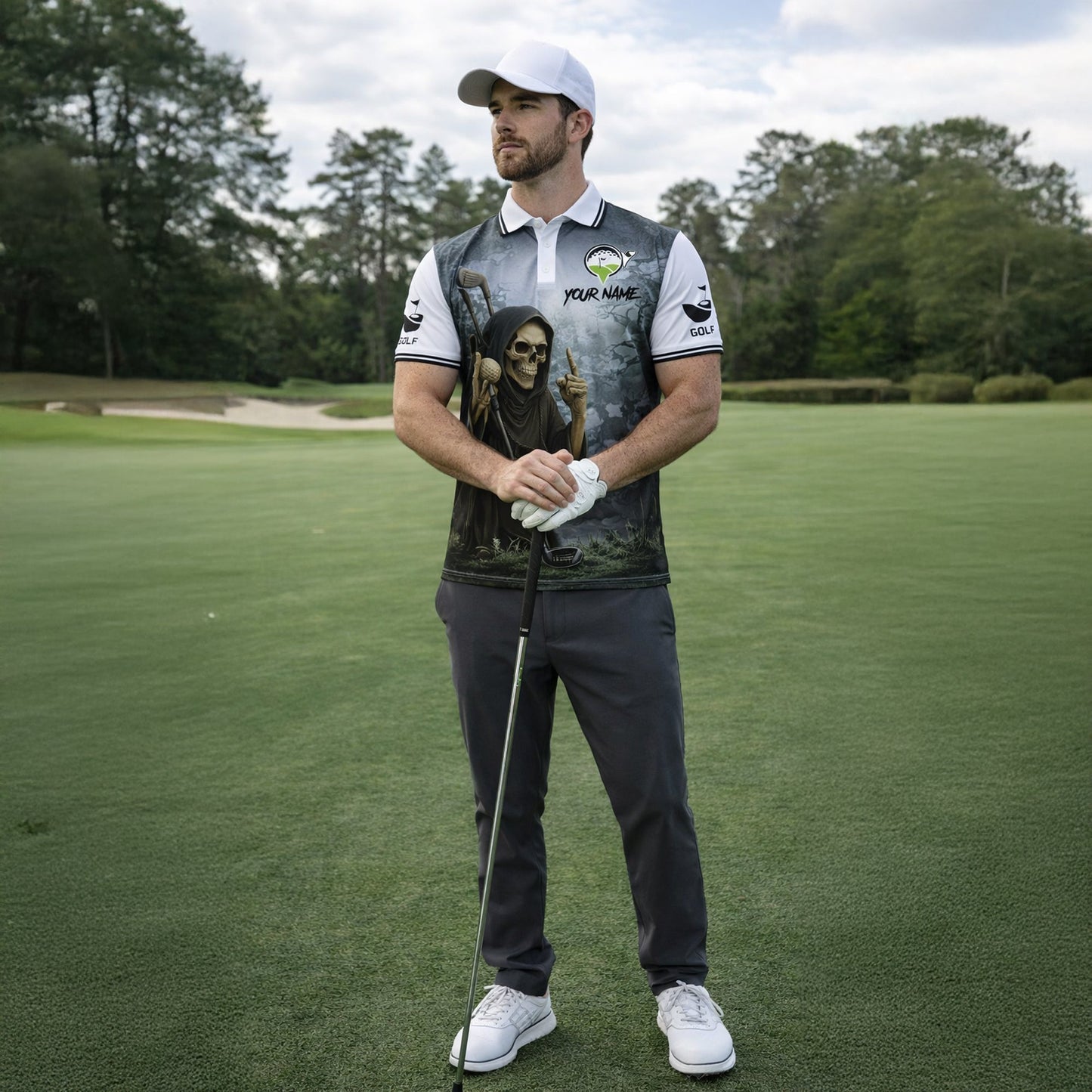 Funny Skull Golf Polo Shirt Custom Name Swing Swear Look For Ball Repeat Performance Shirt GIA26032605_6.jpg