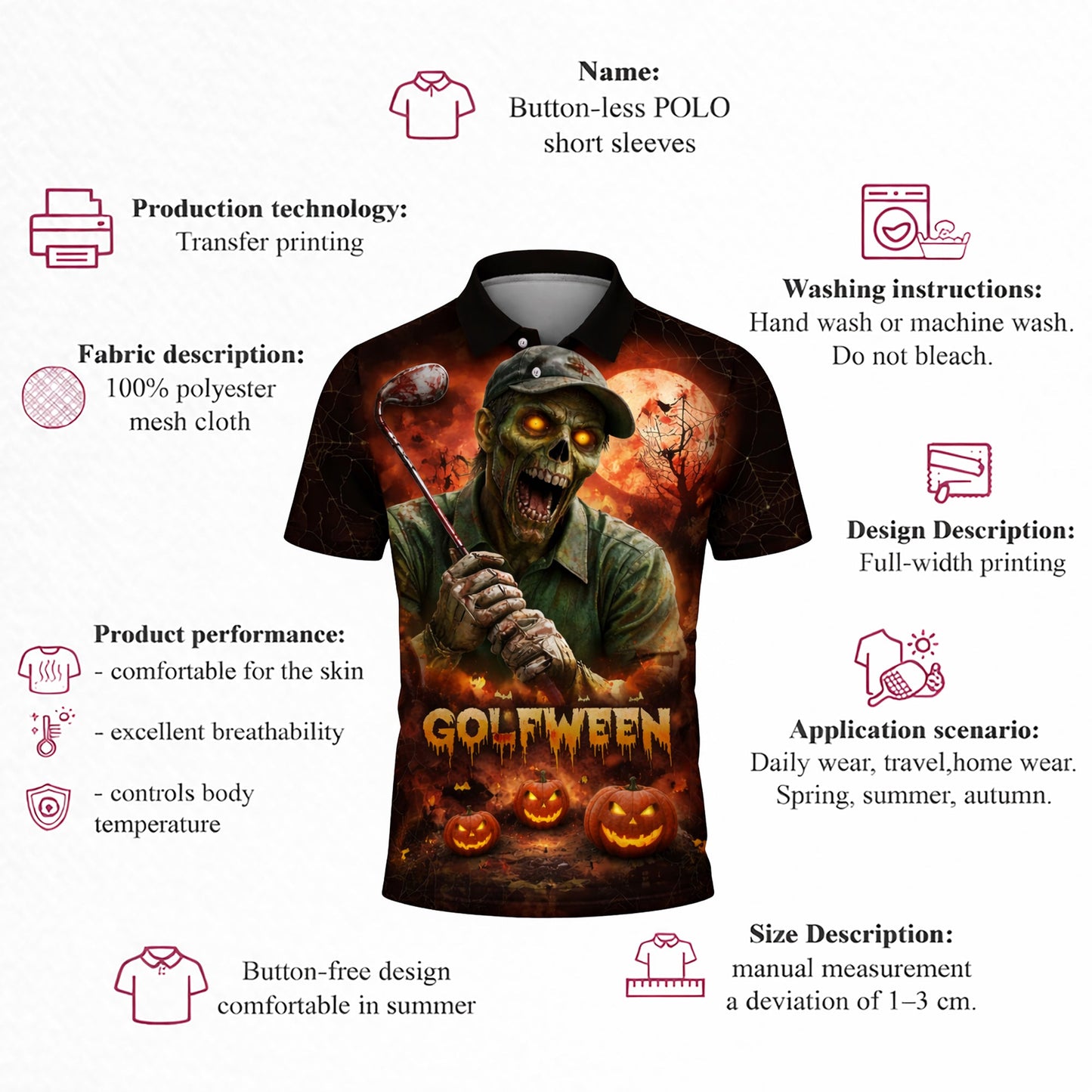 Golfween Halloween Golf Polo Shirt Custom Name Zombie Golfer Pumpkin Horror All Over Print GIA26032704_4.jpg