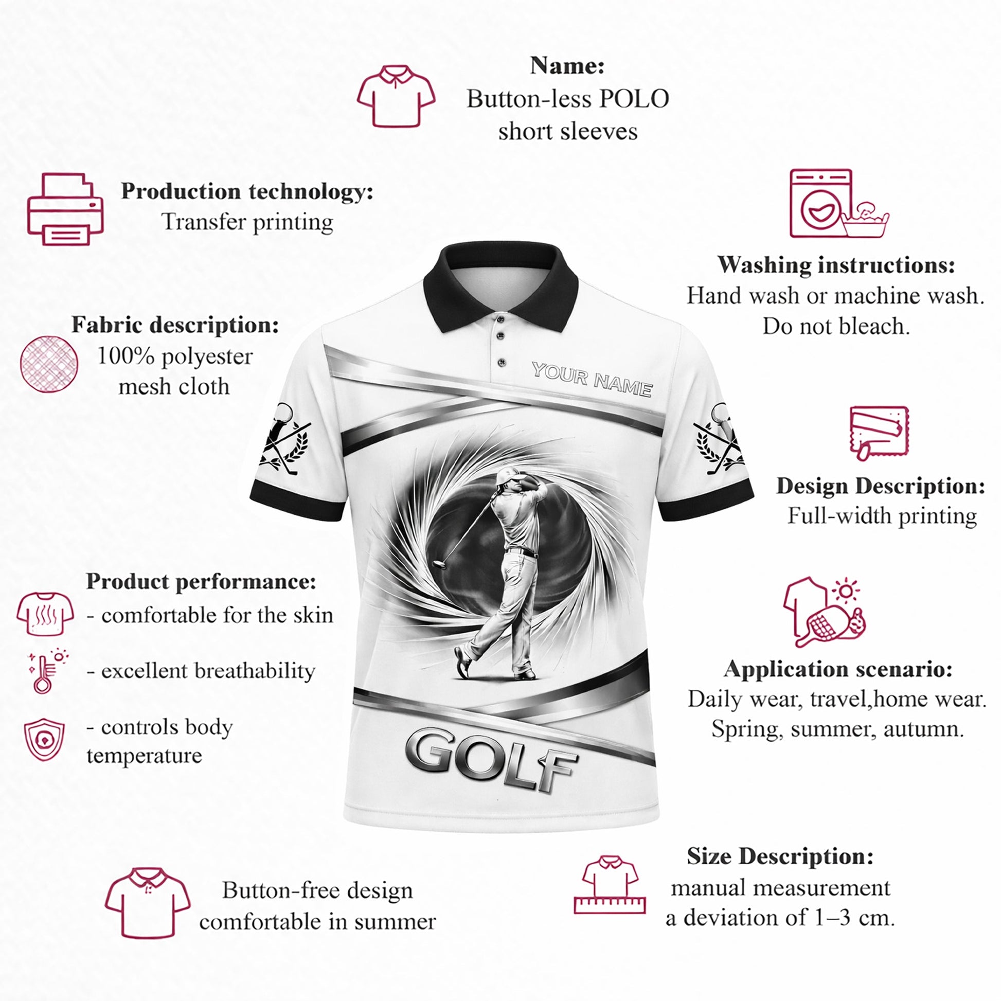 Golf Polo Shirt Custom Name Black White Classic Golf Player Performance Short Sleeve Unisex GIA26033002_4.jpg