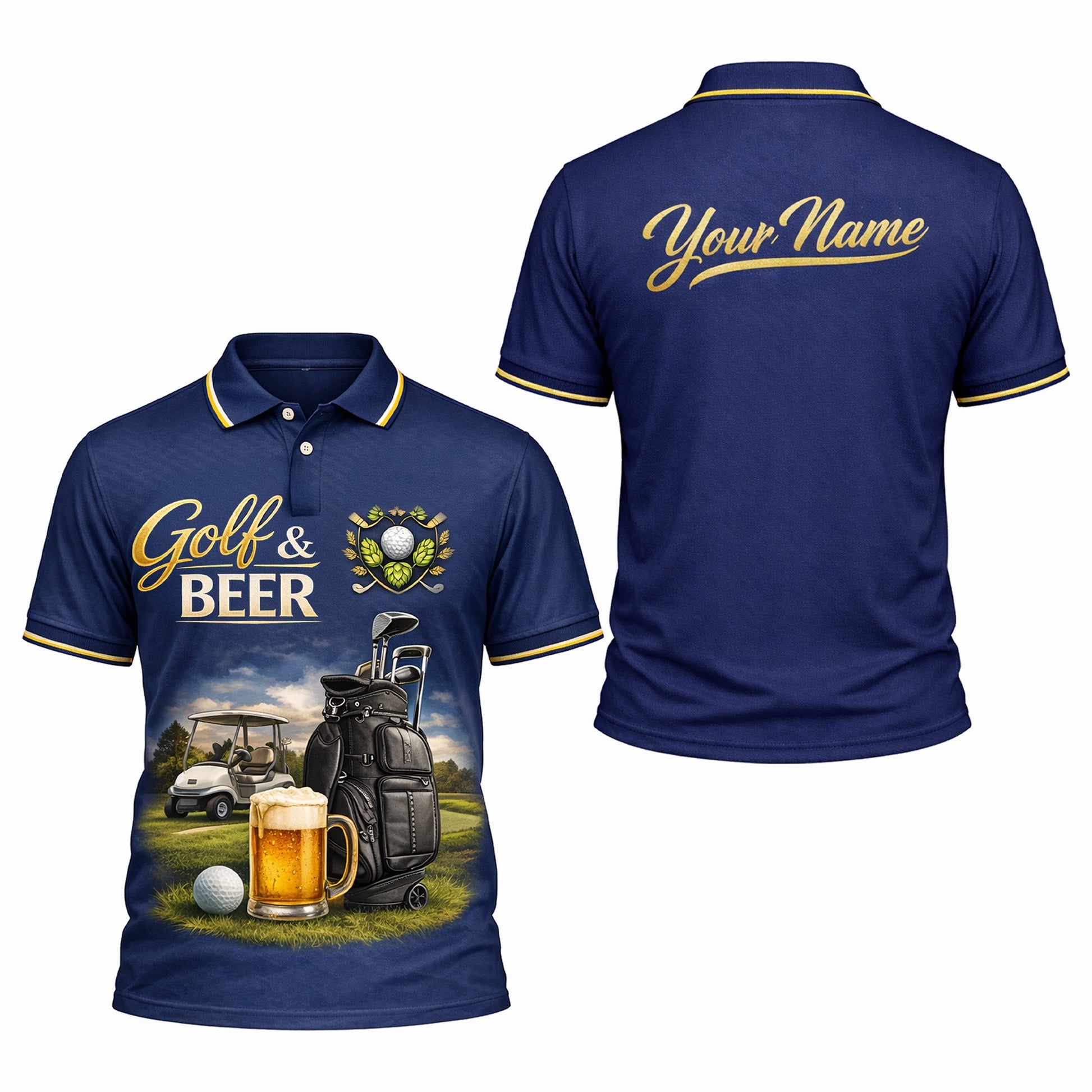 Custom Golf Polo Shirt Golf And Beer Funny Design Personalized Name Performance Shirt Navy Blue GIA26033005-1.jpg