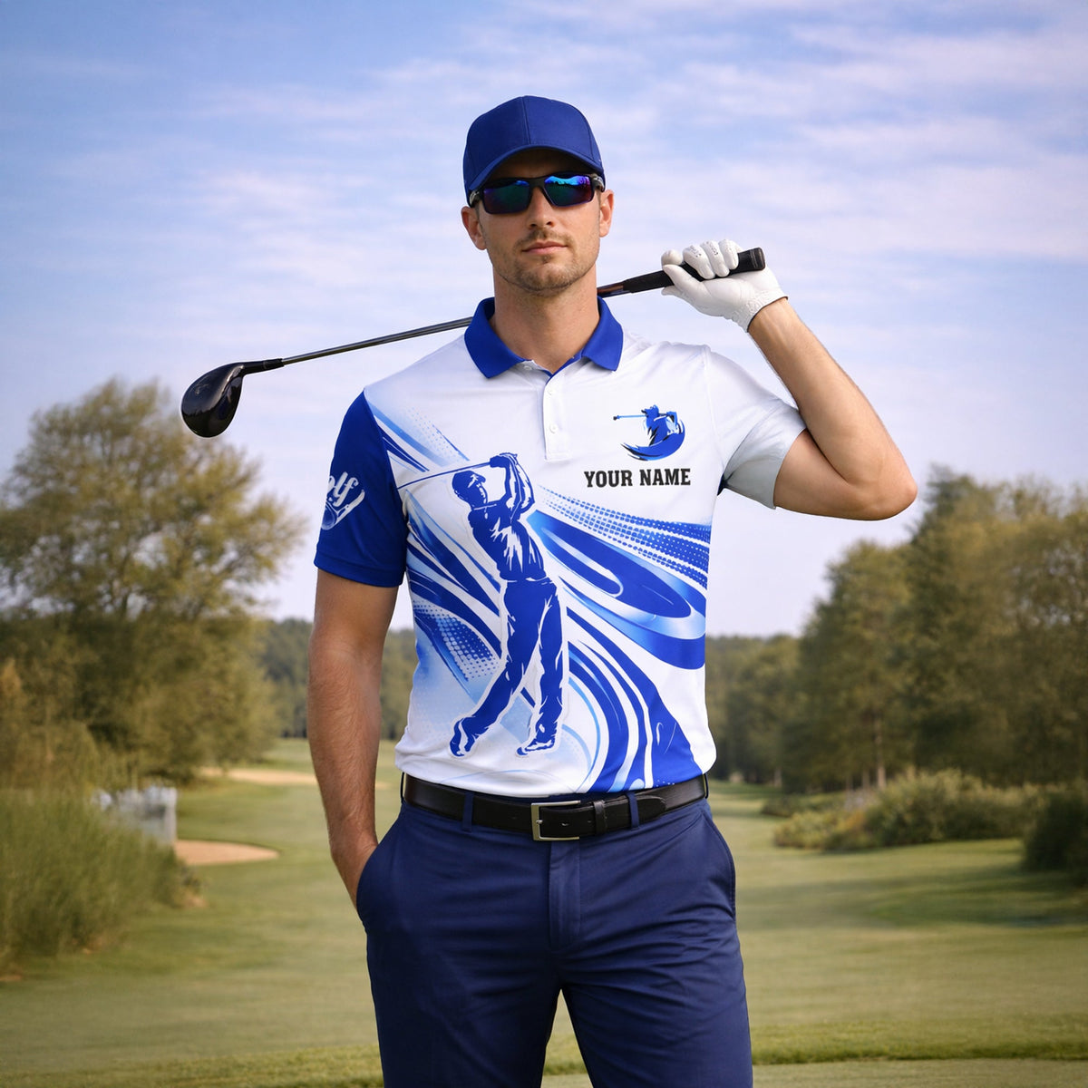 Custom Golf Polo Shirt Personalized Name Blue White Golfer Swing Performance Polo for Men GIA26033102_5.jpg