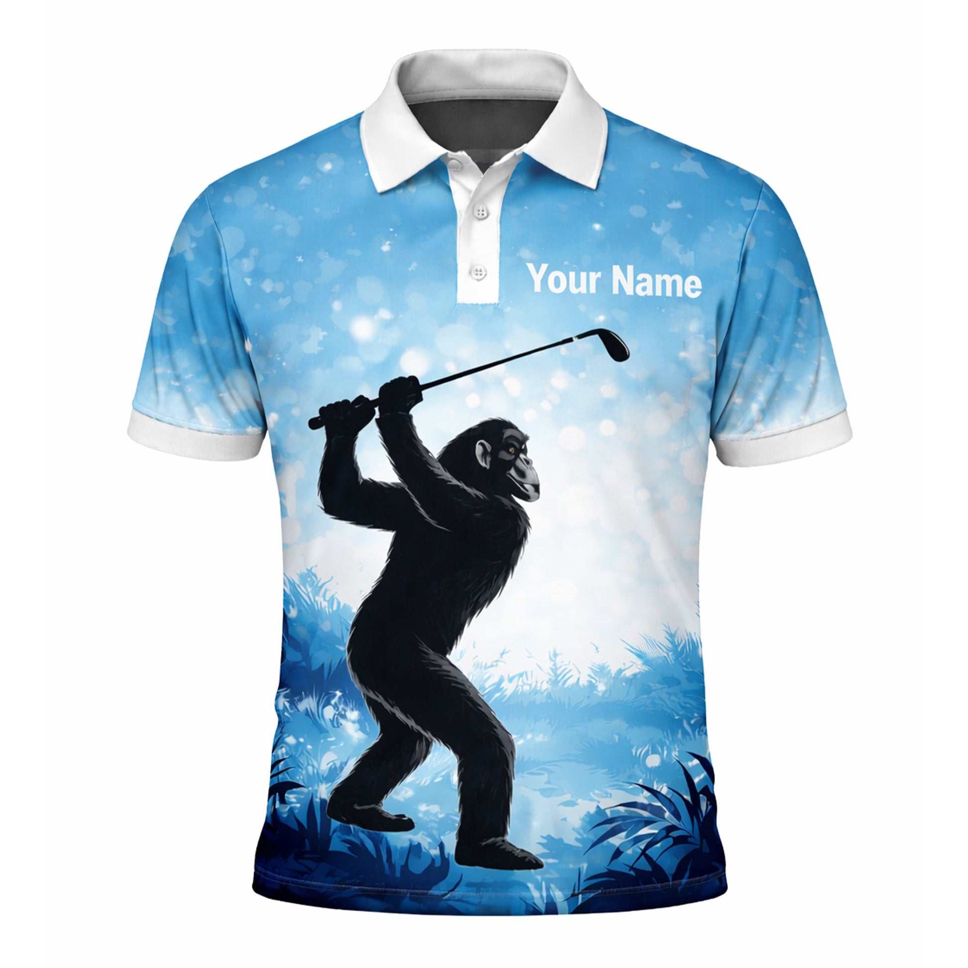 Funny Bigfoot Golf Polo Shirt Custom Name Not All Who Wander Are Lost Golfer Gift Blue Performance Polo GIA26033103_2.jpg