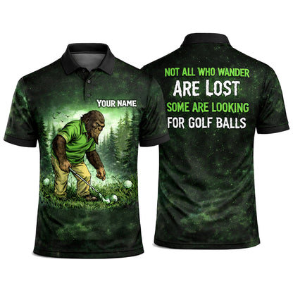 Bigfoot Golf Polo Shirt Funny Not All Who Wander Are Lost Golf Balls Personalized Shirt GIA26033104_1.jpg