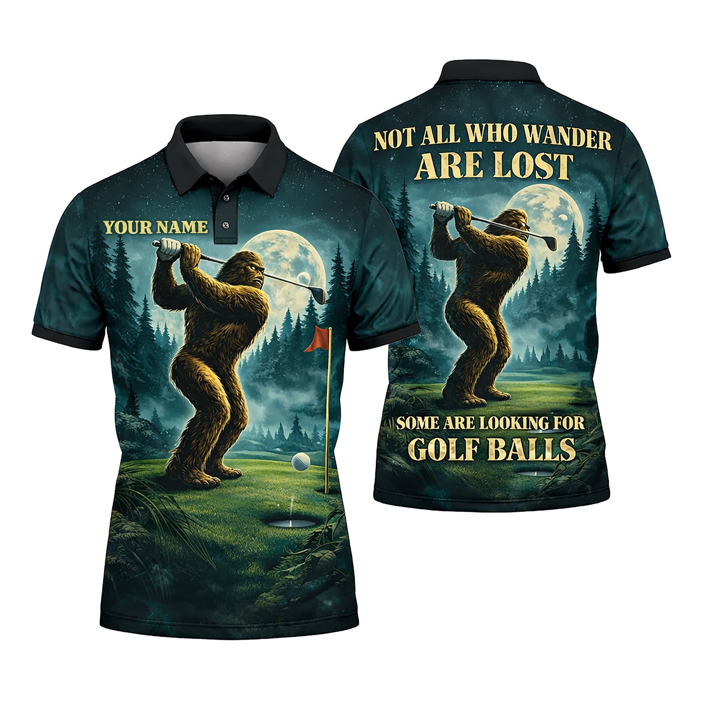 Bigfoot Golf Polo Shirt Custom Name Funny Golfer Sasquatch Moon Night Golf Shirt Gift GIA26040102_1.jpg
