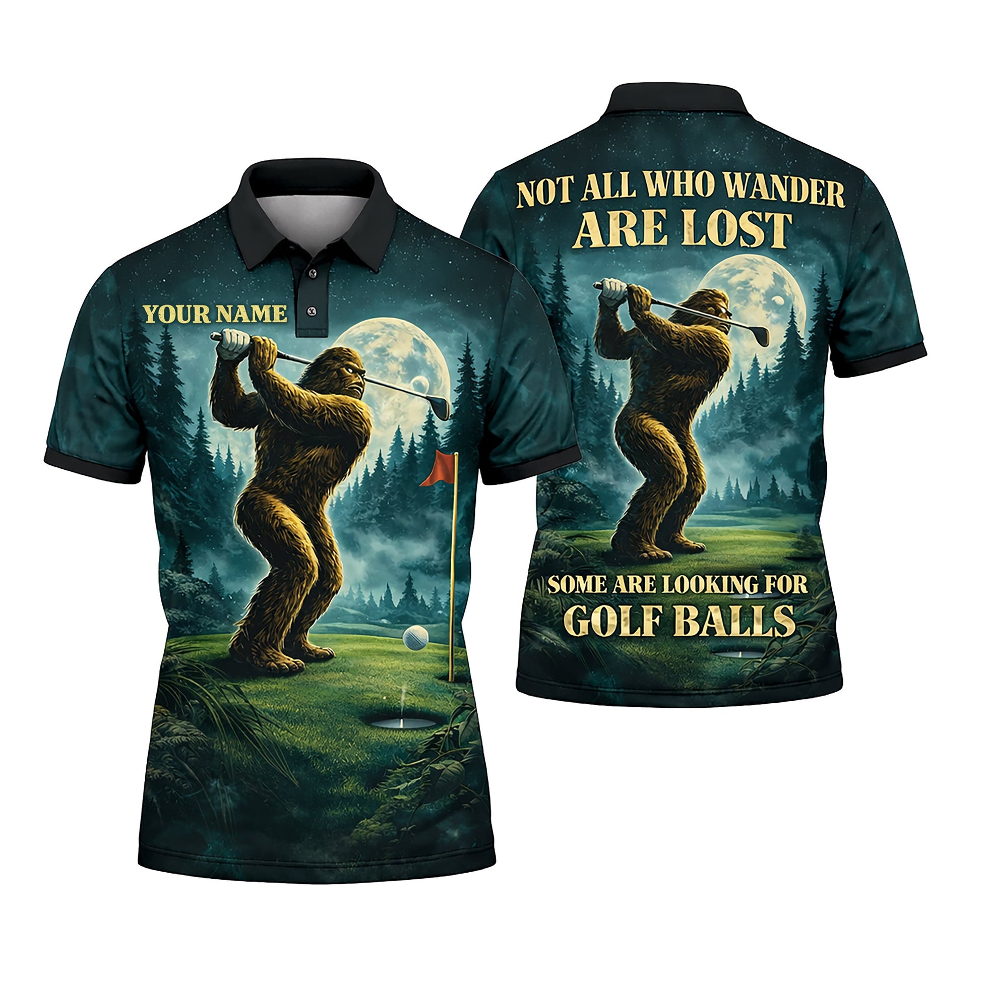 Bigfoot Golf Polo Shirt Custom Name Funny Golfer Sasquatch Moon Night Golf Shirt Gift GIA26040102_1.jpg