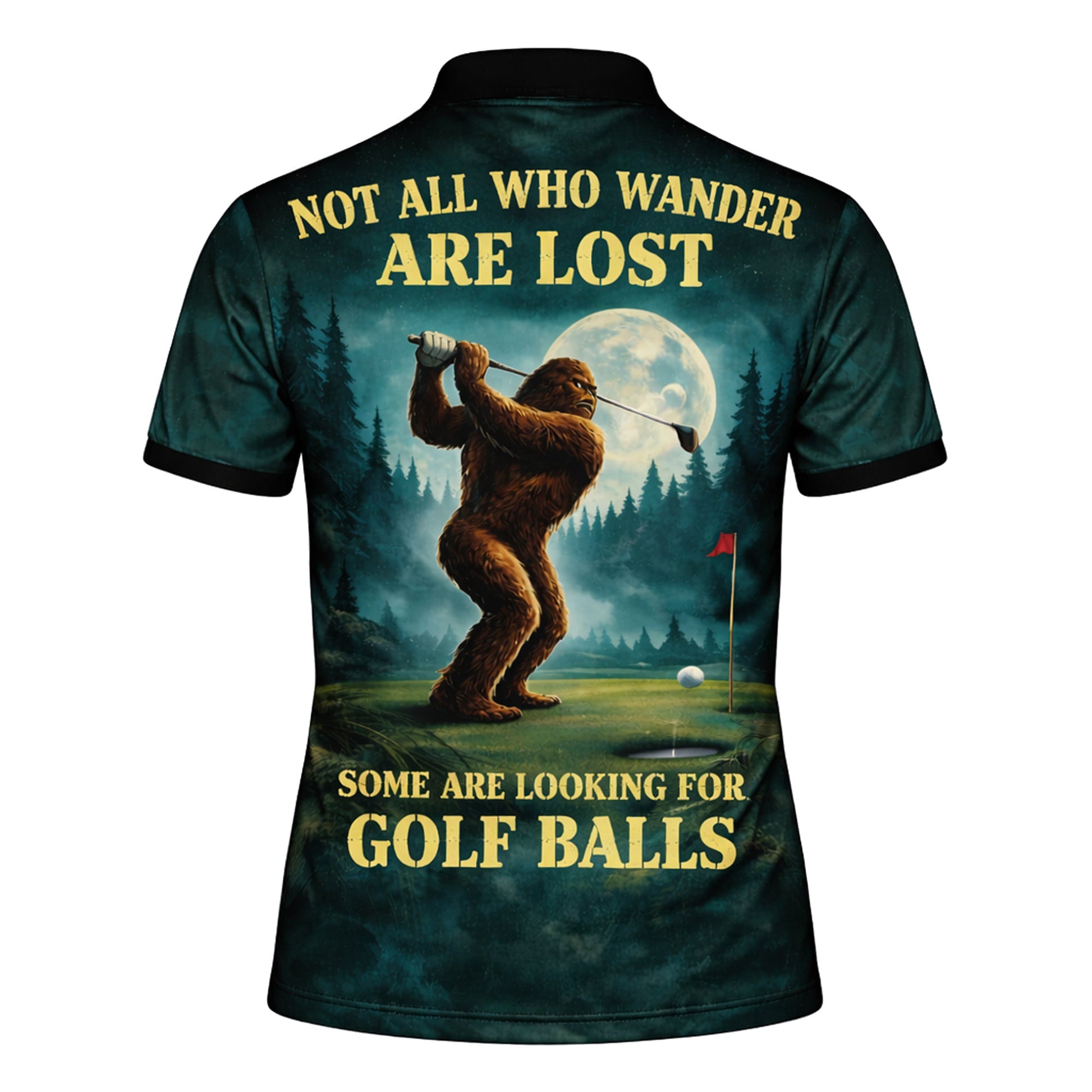 Bigfoot Golf Polo Shirt Custom Name Funny Golfer Sasquatch Moon Night Golf Shirt Gift GIA26040102_3.jpg