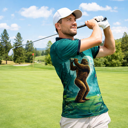 Bigfoot Golf Polo Shirt Custom Name Funny Golfer Sasquatch Moon Night Golf Shirt Gift GIA26040102_5.jpg