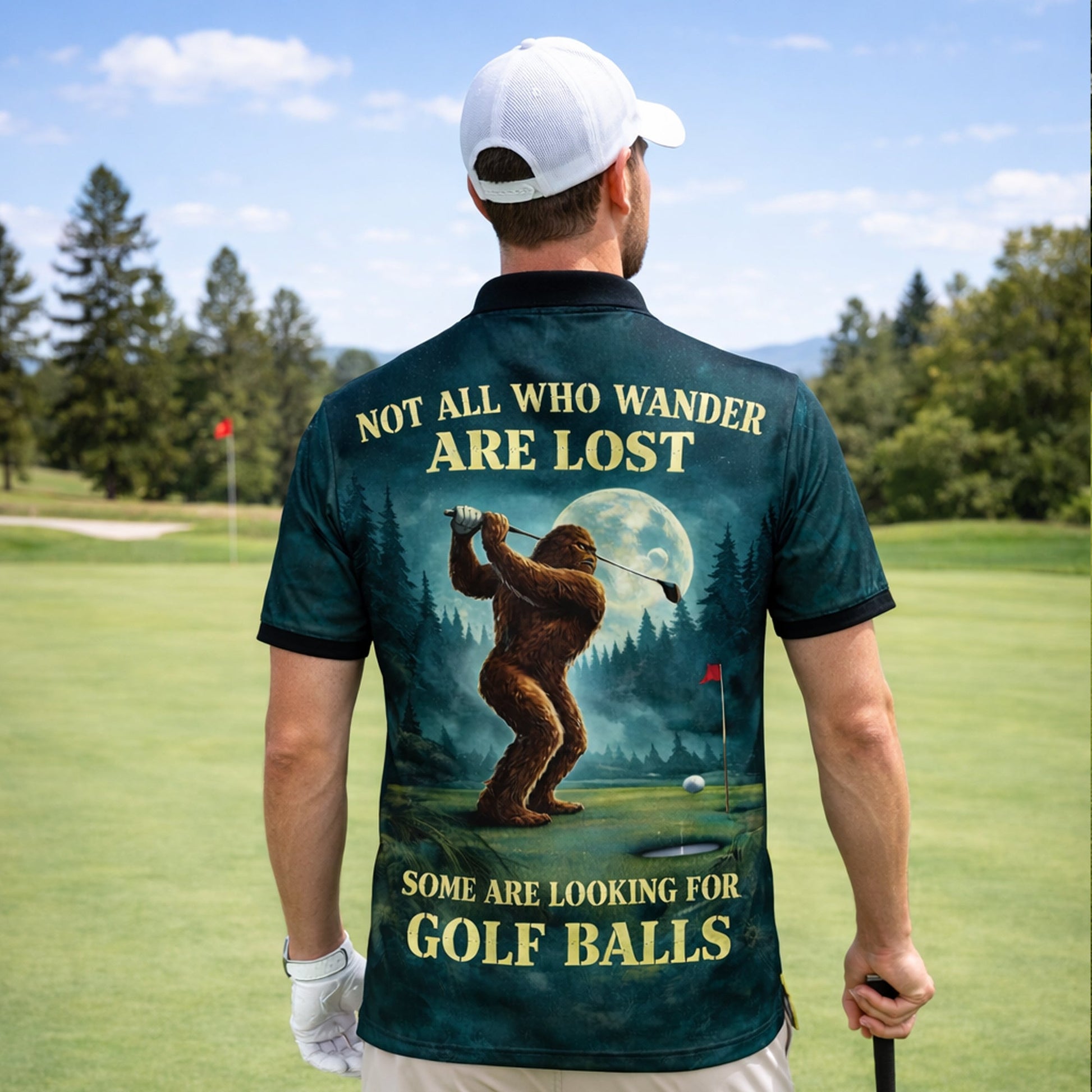 Bigfoot Golf Polo Shirt Custom Name Funny Golfer Sasquatch Moon Night Golf Shirt Gift GIA26040102_7.jpg