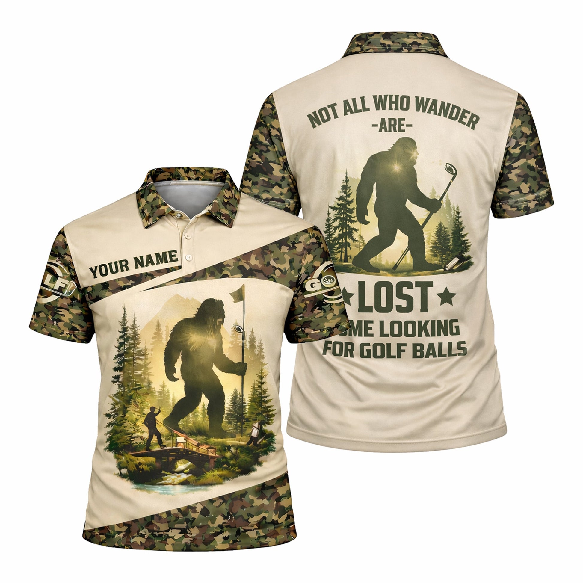 Bigfoot Golf Polo Shirt Funny Golfer Custom Name Camo Short Sleeve Performance Shirt GIA26040104_1.jpg