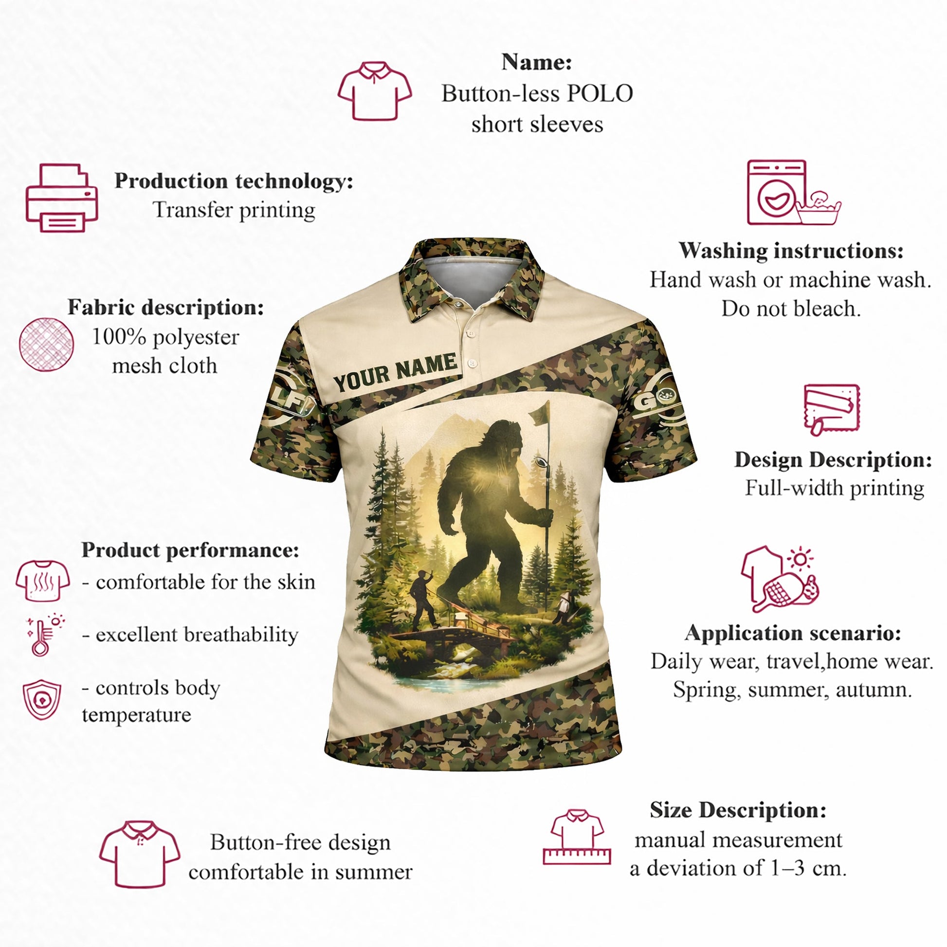 Bigfoot Golf Polo Shirt Funny Golfer Custom Name Camo Short Sleeve Performance Shirt GIA26040104_4.jpg