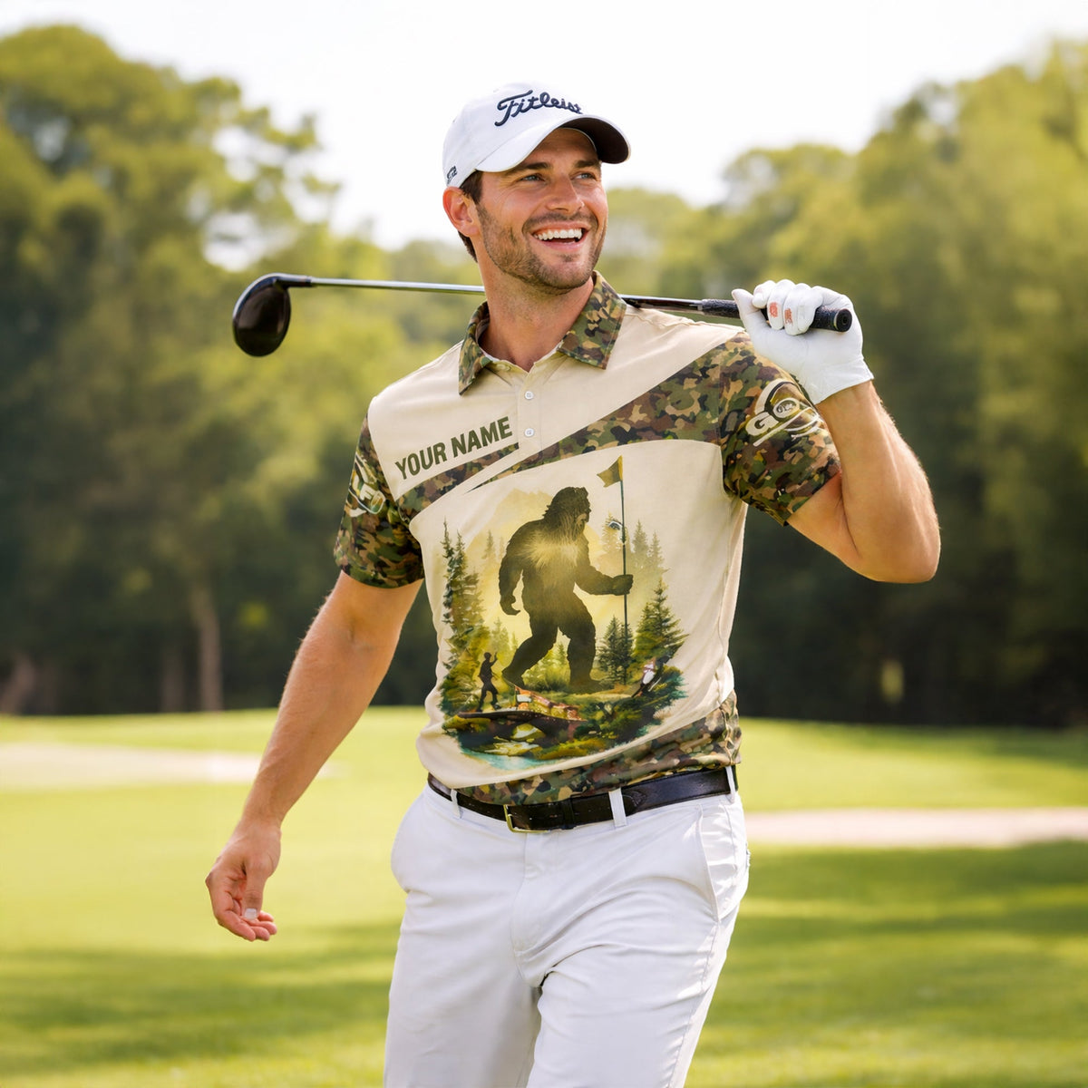 Bigfoot Golf Polo Shirt Funny Golfer Custom Name Camo Short Sleeve Performance Shirt GIA26040104_5.jpg