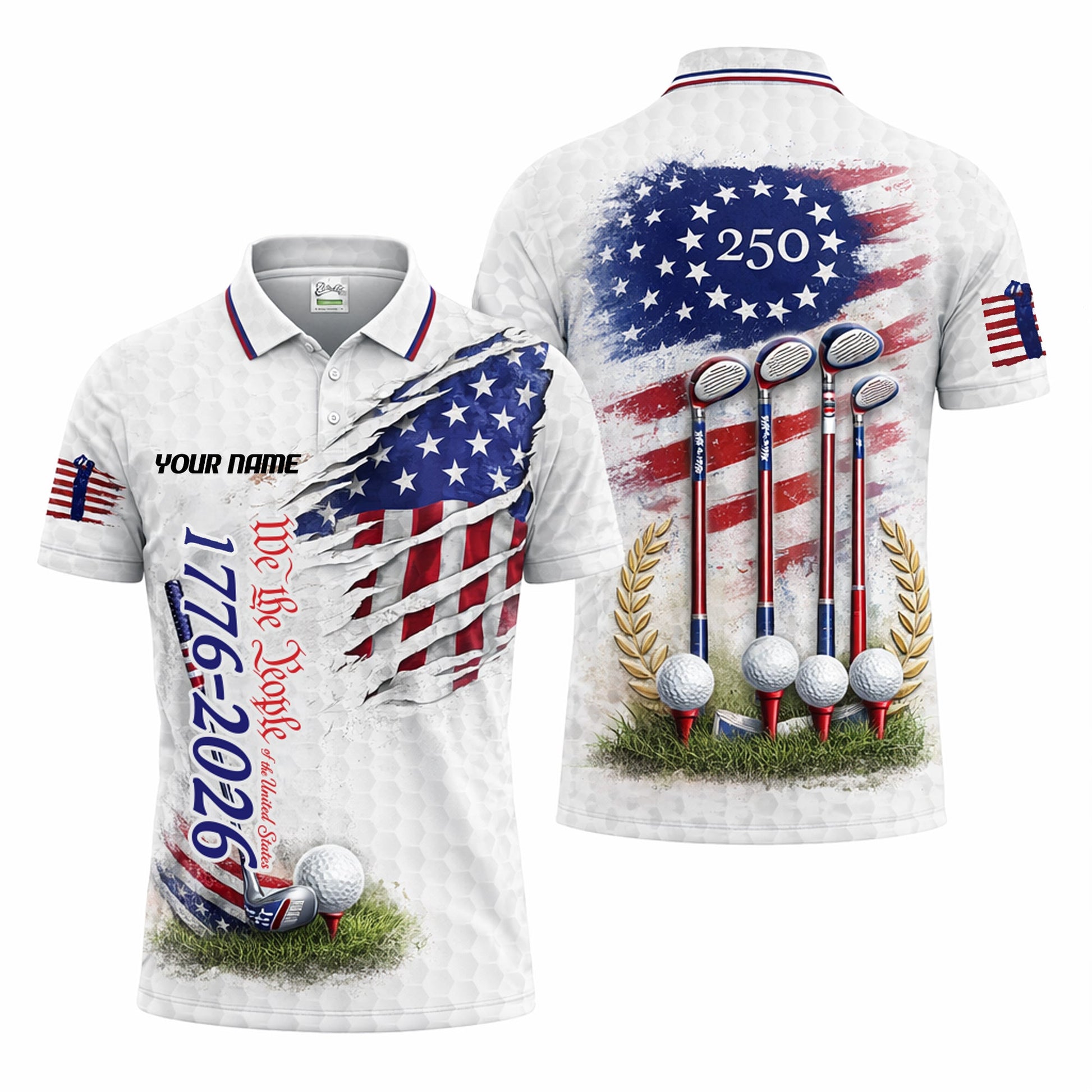 Patriotic Golf Polo Shirt Custom Name USA Flag 1776-2026 Design Breathable Performance Shirt GIA26040402_1.jpg