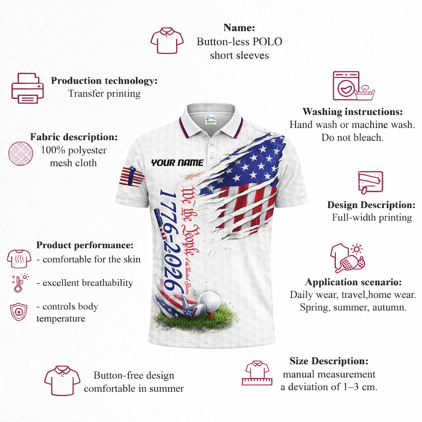Patriotic Golf Polo Shirt Custom Name USA Flag 1776-2026 Design Breathable Performance Shirt GIA26040402_4.jpg