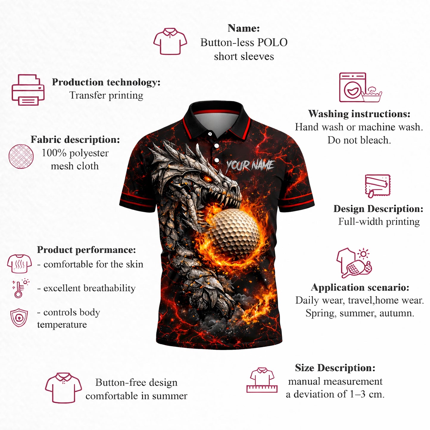 Dragon Fire Golf Polo Shirt Custom Name Team Shirt 3D Graphic Performance Polo GIA26040601_4.jpg