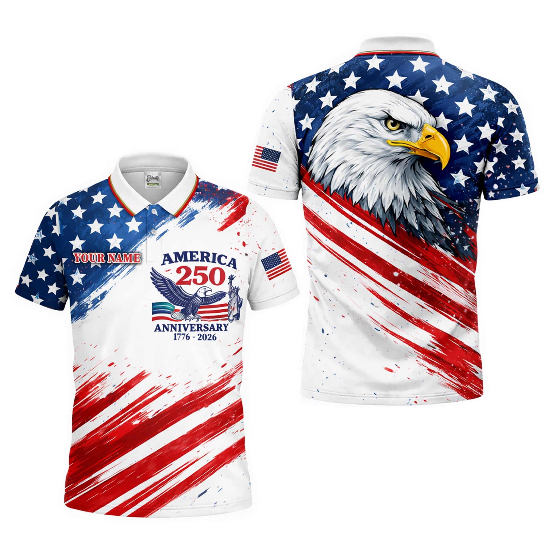 America 250th Anniversary Polo Shirt Custom Name Patriotic Eagle 1776-2026 Golf Shirt GIA26040701_1.jpg