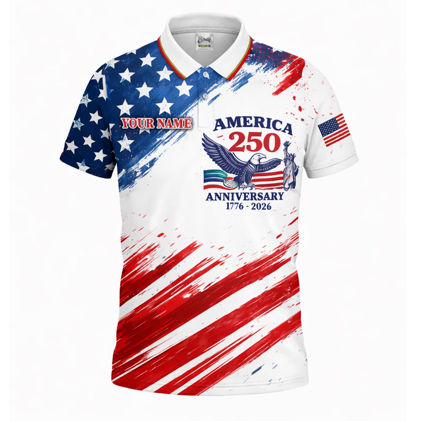 America 250th Anniversary Polo Shirt Custom Name Patriotic Eagle 1776-2026 Golf Shirt GIA26040701_2.jpg