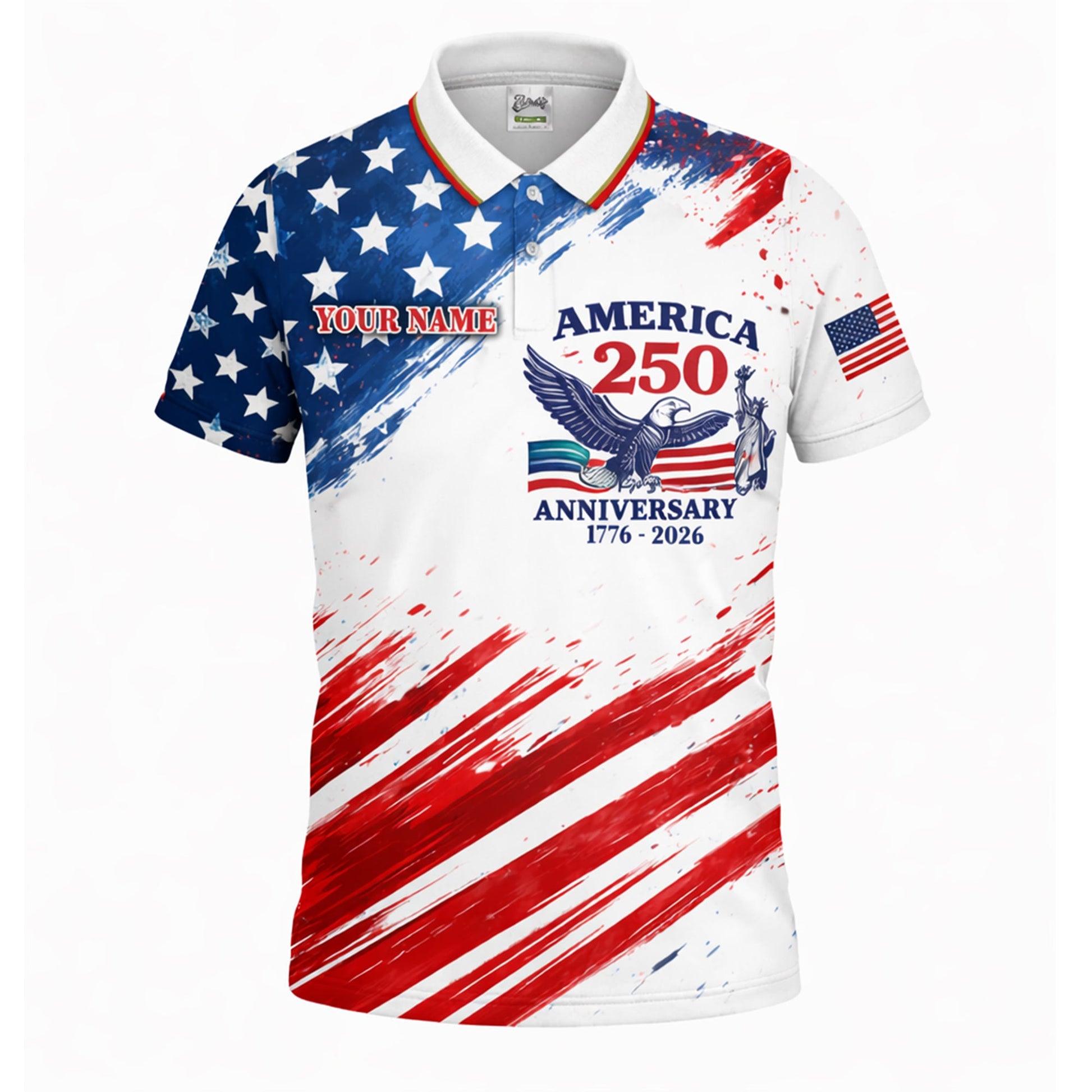 America 250th Anniversary Polo Shirt Custom Name Patriotic Eagle 1776-2026 Golf Shirt GIA26040701_2.jpg